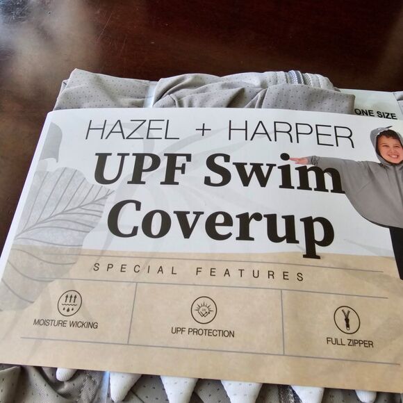 HAZEL + HARPER UPF Swim Coverup Gray Full Zipper 2T-4T Unisex - Picture 7 of 10